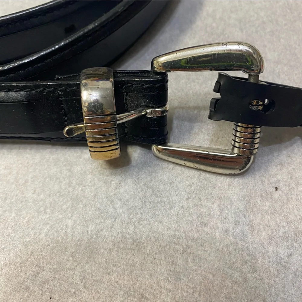 Vintage Onyx by Brighton Men’s Belt Size 46 Black Leather Masculine Western